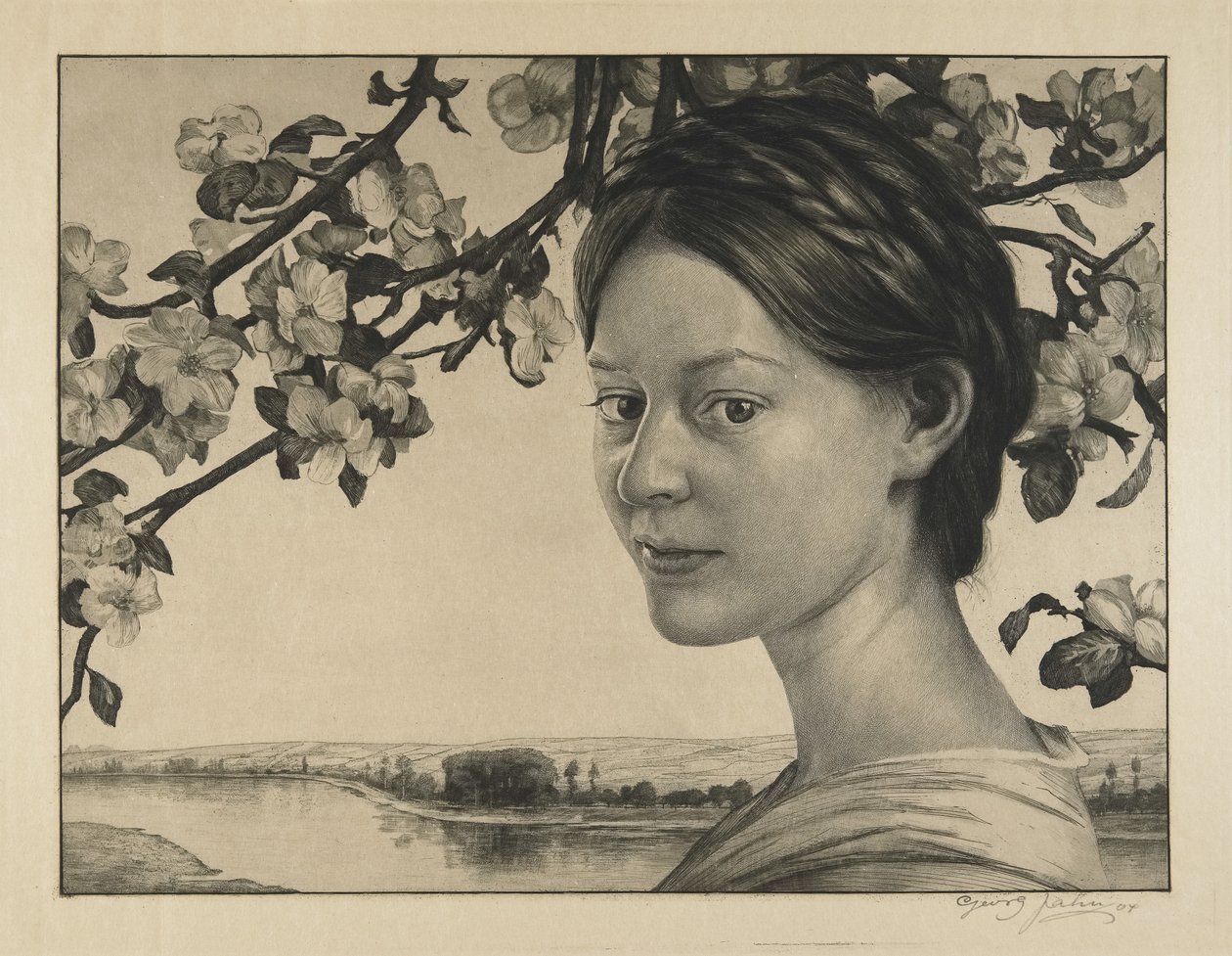 Mädchen mit Blumen von Georg Jahn