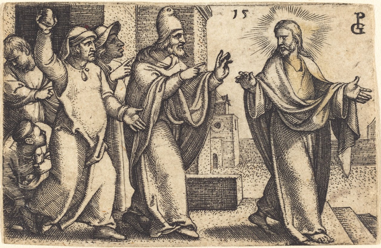 Die Pharisäer wollen Christus steinigen von Georg Pencz