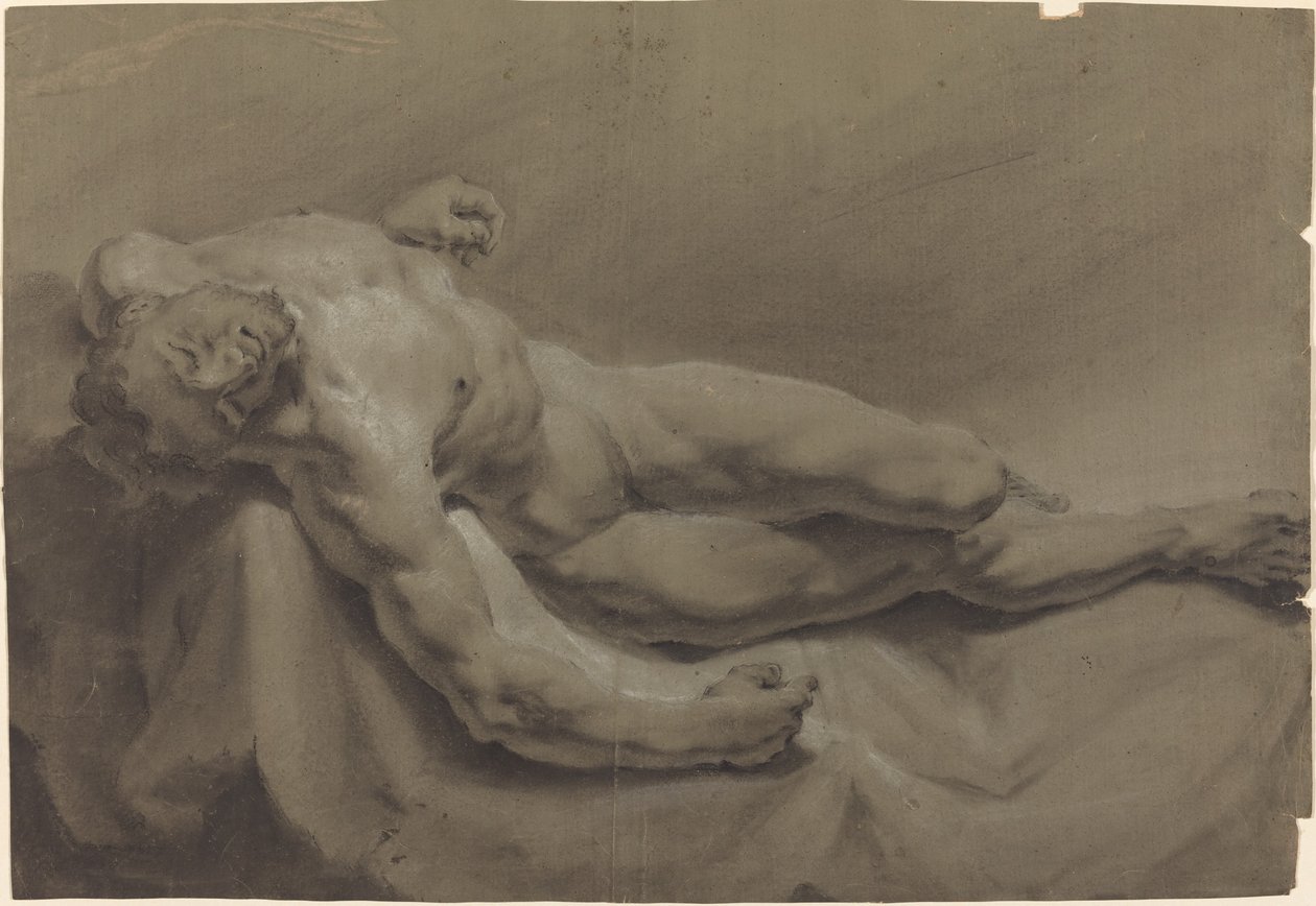 Ein liegender männlicher Akt von Georg Raphael Donner