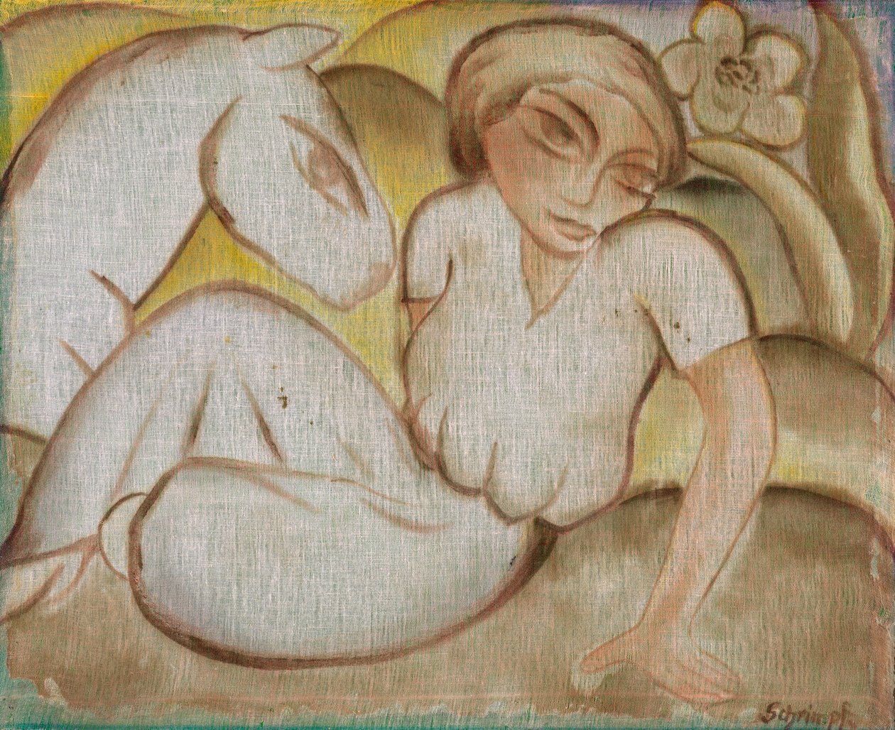 Frau mit Esel von Georg Schrimpf