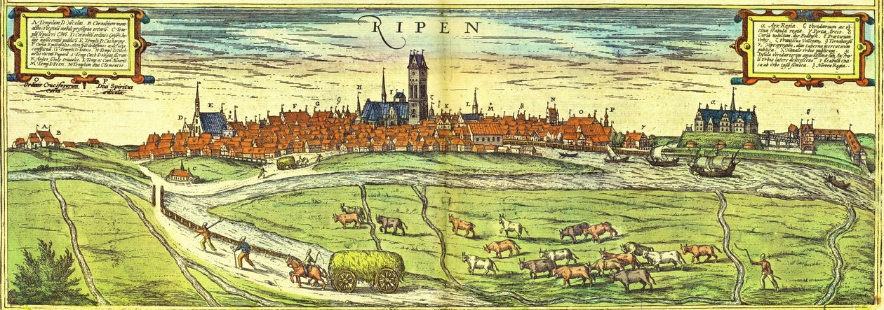 Ribe, Dänemark von Georg and Hogenberg Franz (1535 90) Braun