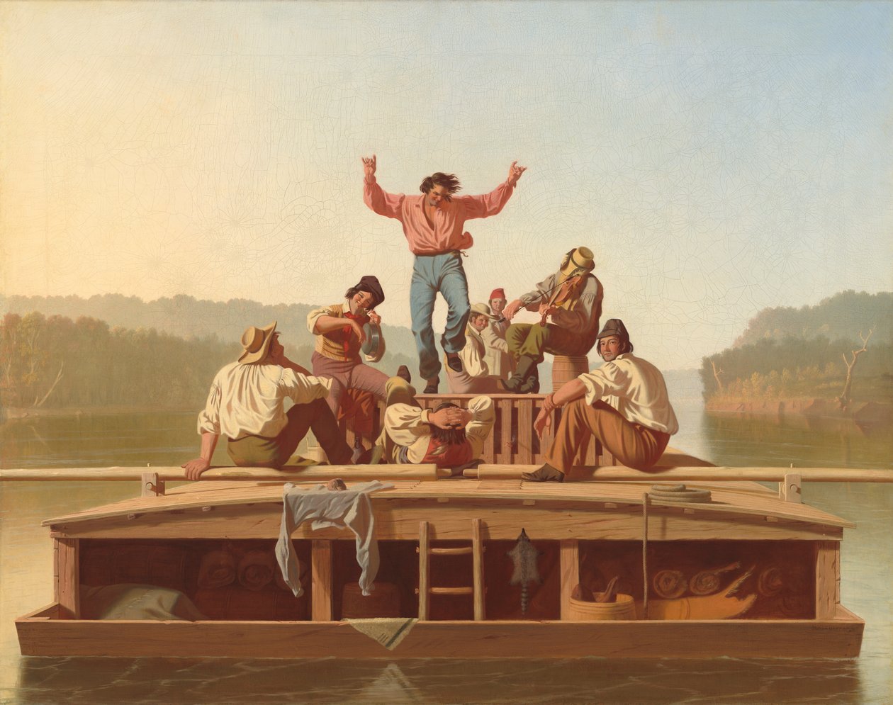 Die fröhlichen Flachbootfahrer von George Caleb Bingham