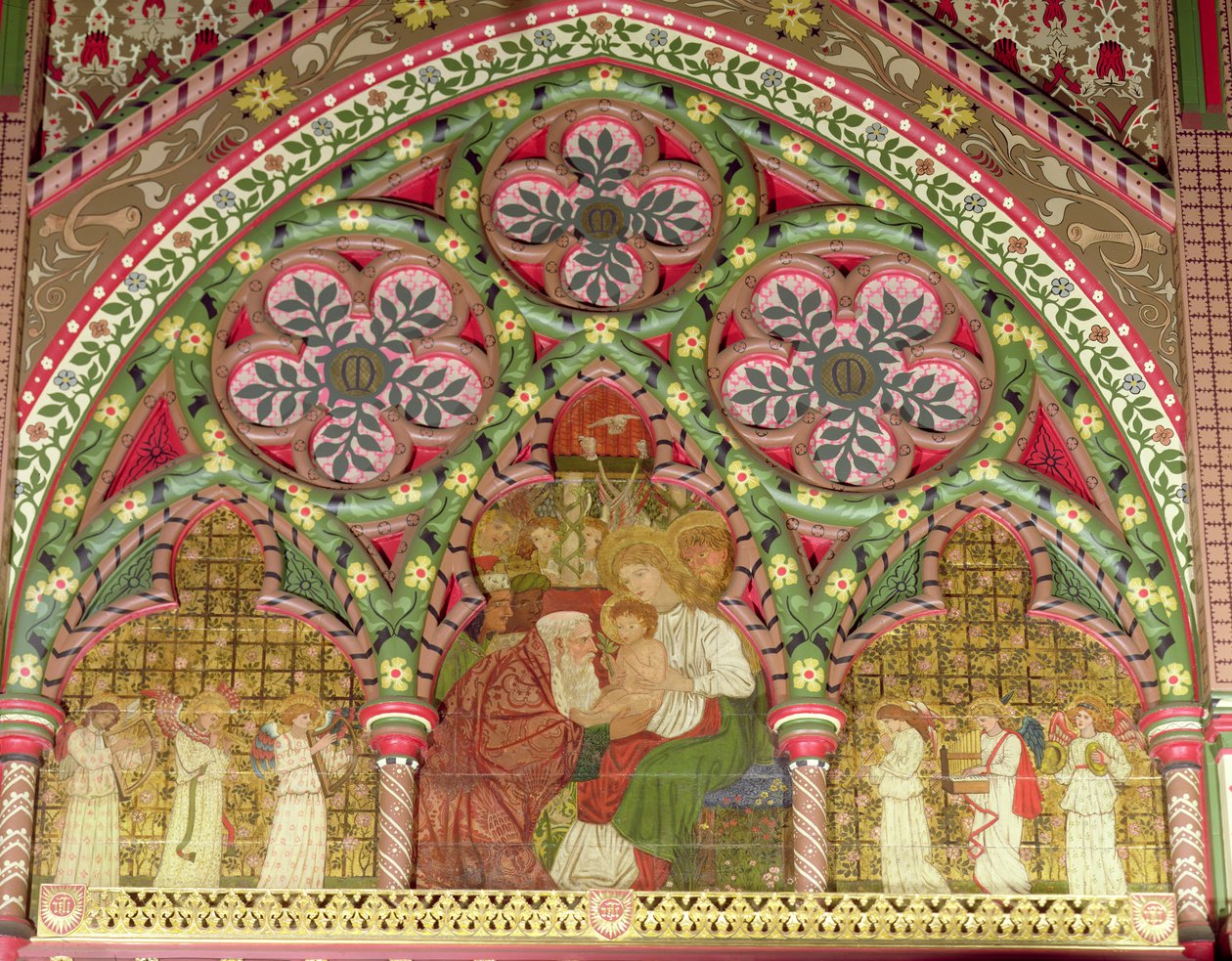 Anbetung der Könige, Altarbild, nach Entwürfen von William Morris und Sir Edward Burne-Jones, 1861-62 von George Campfield