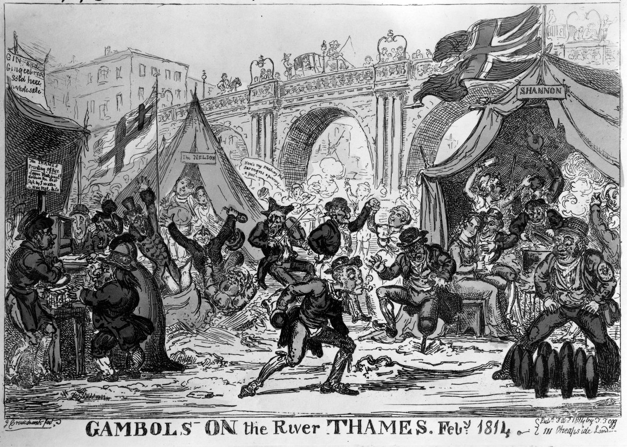 Spiele auf der Themse, 1814 von George Cruikshank
