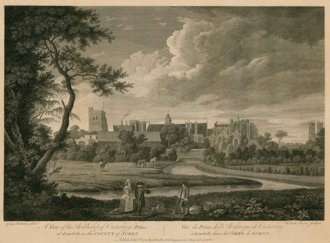 Ansicht des Palastes des Erzbischofs von Canterbury in Lambeth, Surrey von George Edward Robertson