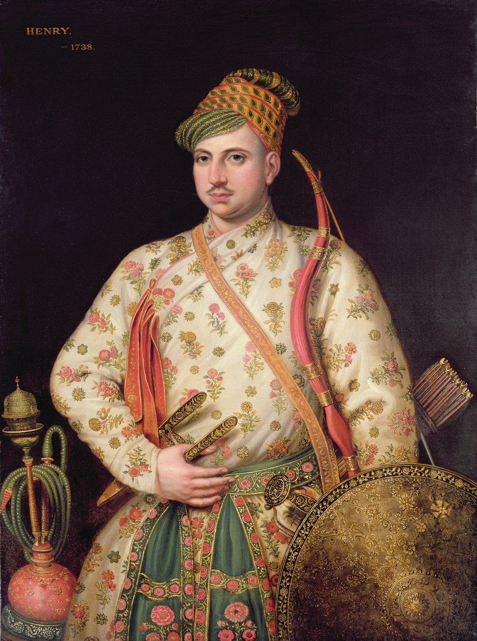 Porträt eines Gentlemans in königlichem Mogul-Kostüm, 1738 von George Knapton