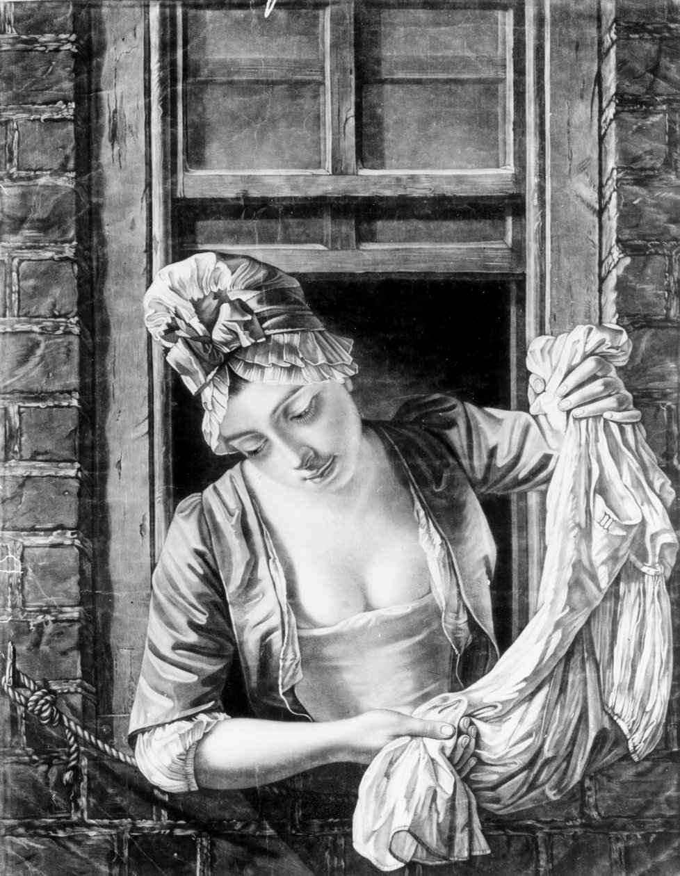 Frau beim Wäschewringen von George Morland