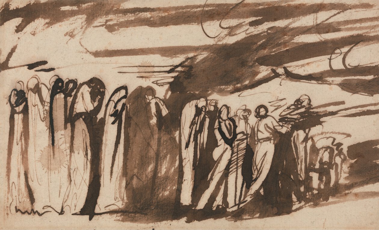 Prozession der Verdammten - Studie für die Verdammten in Dantes Inferno von George Romney