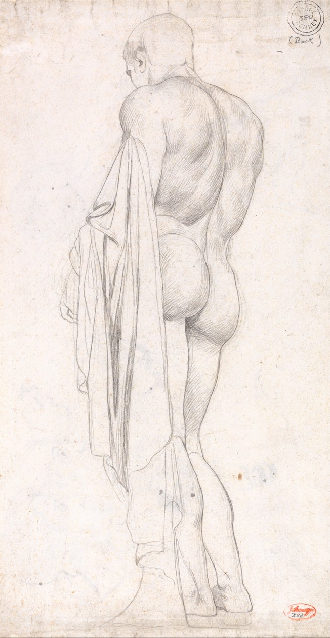 Rückansicht einer stehenden klassischen männlichen Figur von George Romney