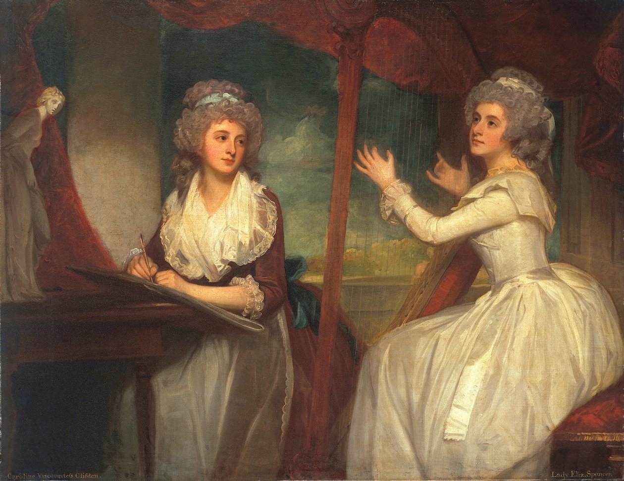 Lady Caroline Spencer, später Viscountess Clifden, und ihre Schwester, Lady Elizabeth Spencer, 1786-92 von George Romney