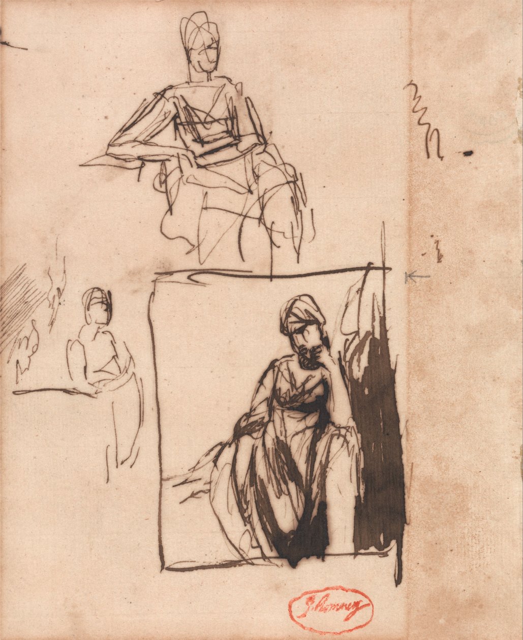 Sitzende Frau – Drei Posen von George Romney
