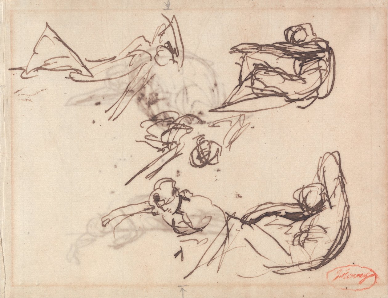 Skizzen für schlaffe und liegende Figuren von George Romney