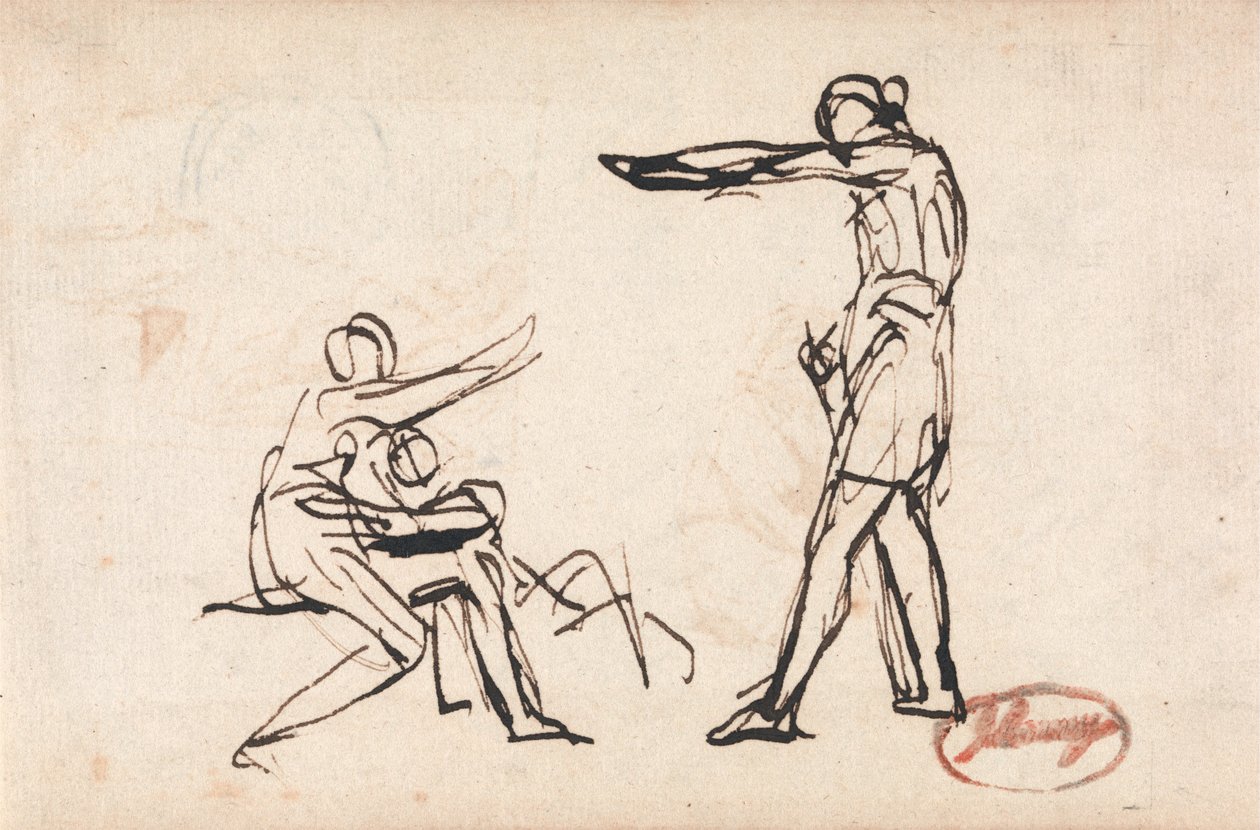 Stehende Figur bedroht Mutter und Kind von George Romney