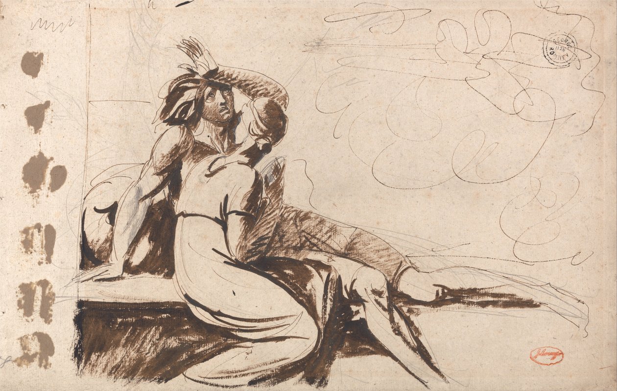 Zwei Liebende (Mann erwacht aus einem Traum) von George Romney