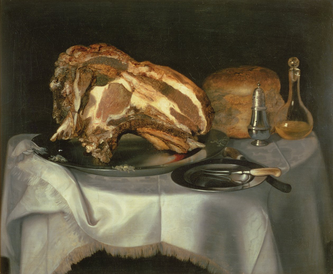 Stillleben mit Rinderbraten auf einer Zinnplatte, ca. 1750-60 von George Smith
