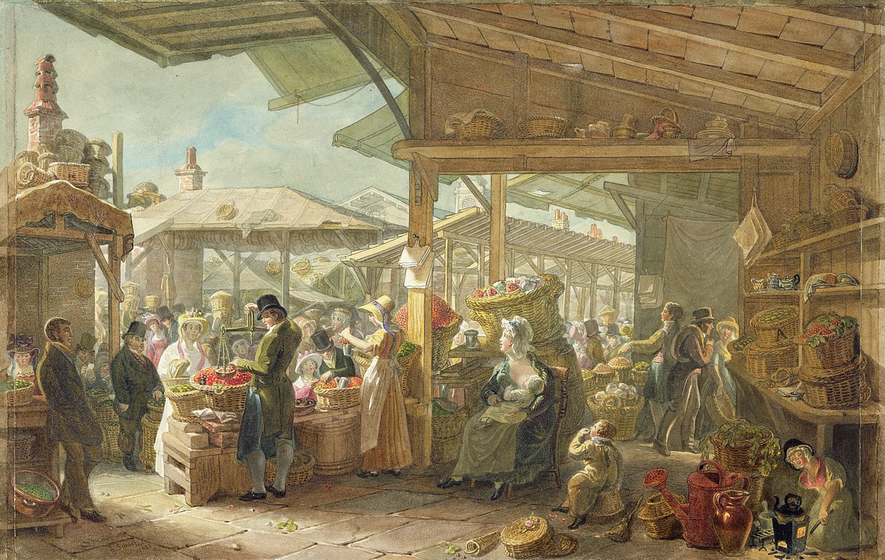Alter Covent Garden Markt, 1825 von George Snr Scharf