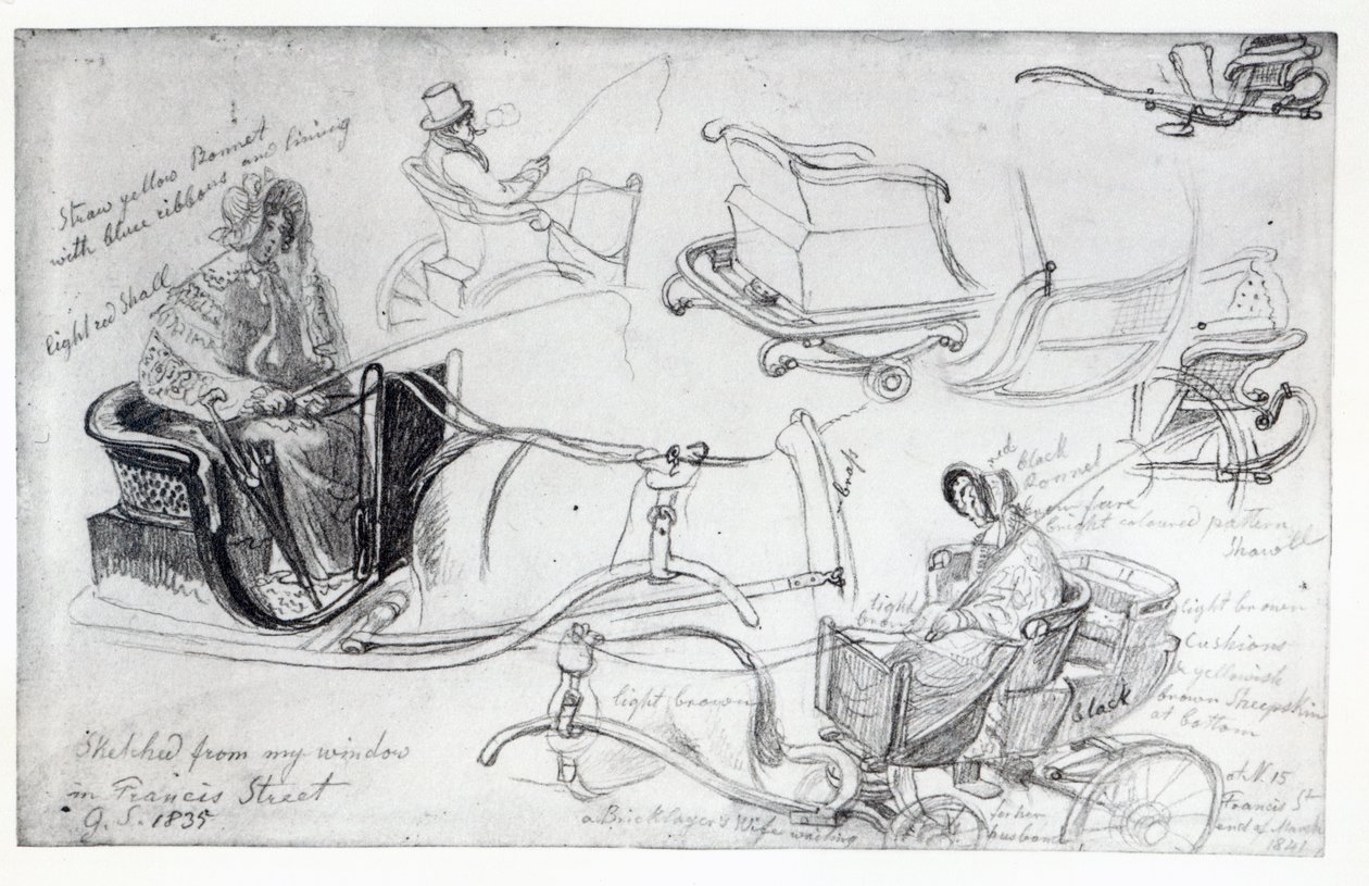 Pony und Kutschen in der Francis Street, London, 1835 von George Snr Scharf
