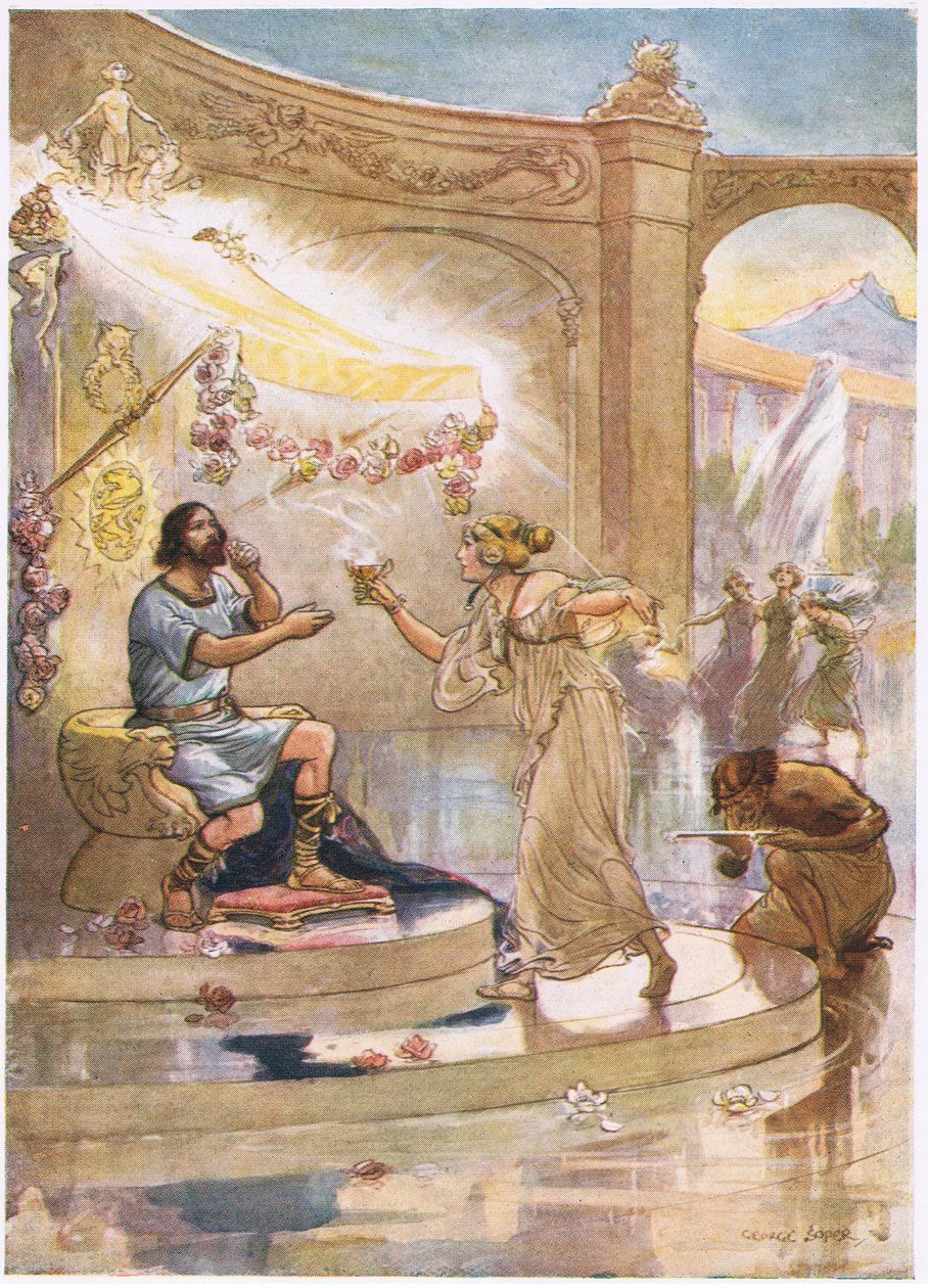 Circes Palast: Trink, mein edler Gast, sagte Circe lächelnd, als sie ihm den Kelch reichte von George Soper