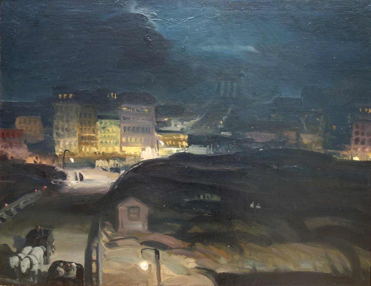 Zugang zur Brücke bei Nacht von George Bellows