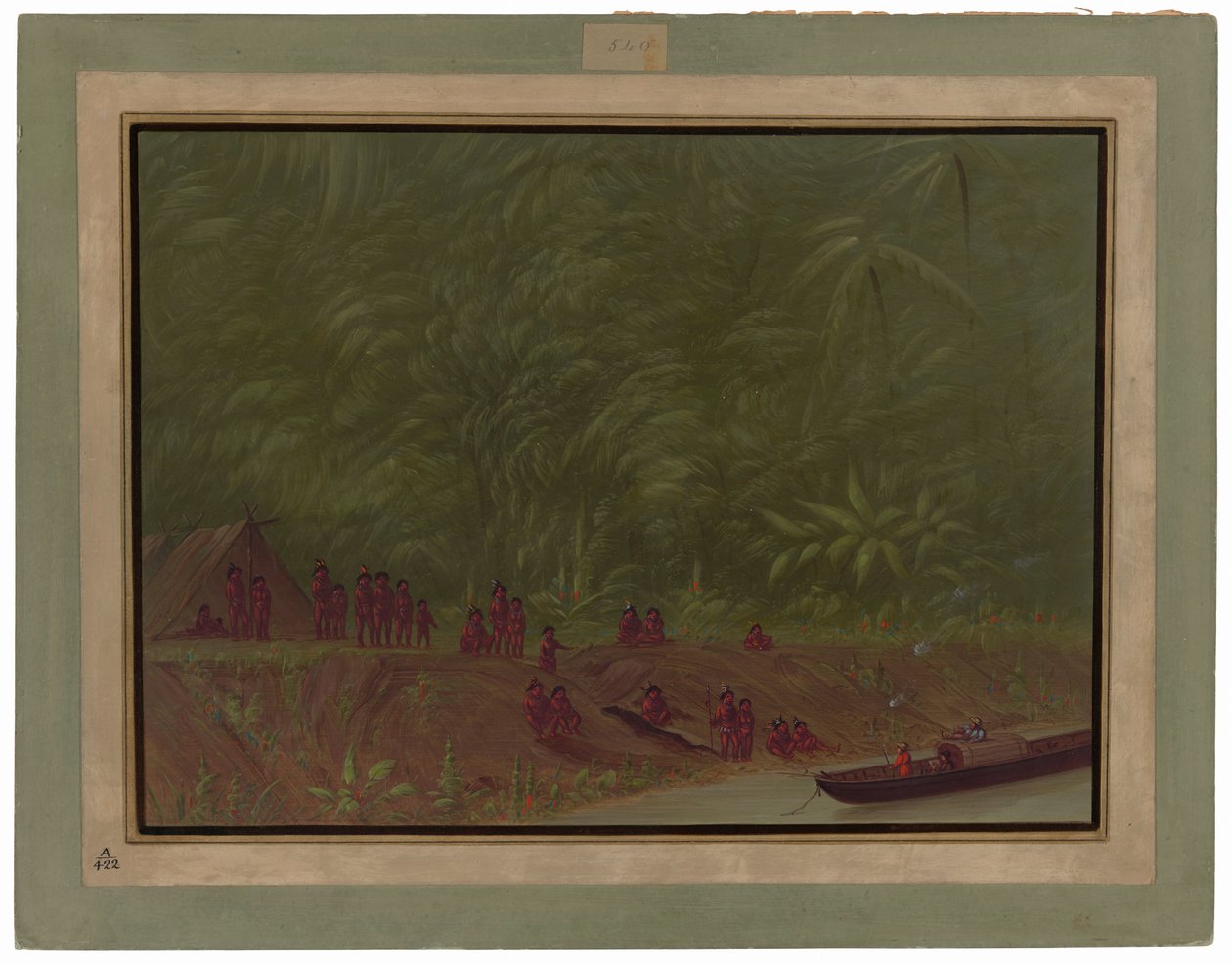 Ein Mura-Lager - Bootsskizze von George Catlin