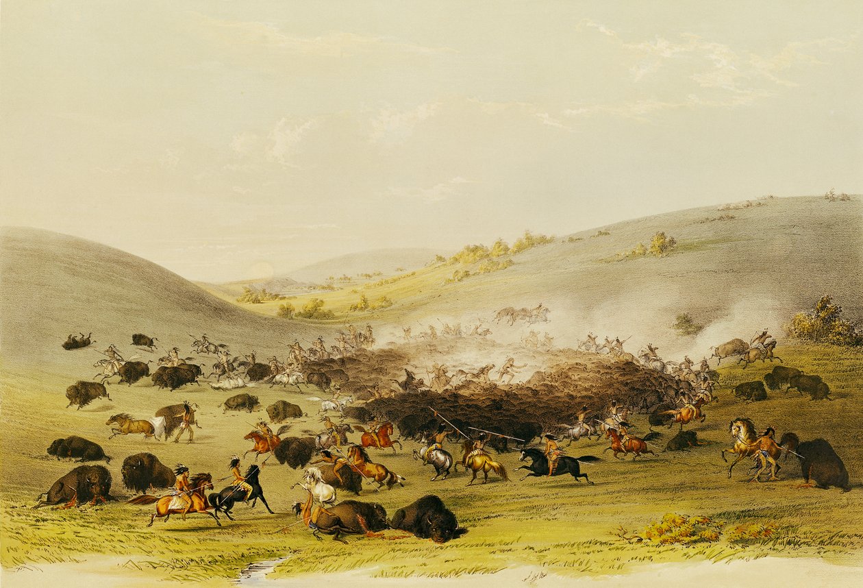 Büffeljagd, Umzingelung, ca. 1832 von George Catlin
