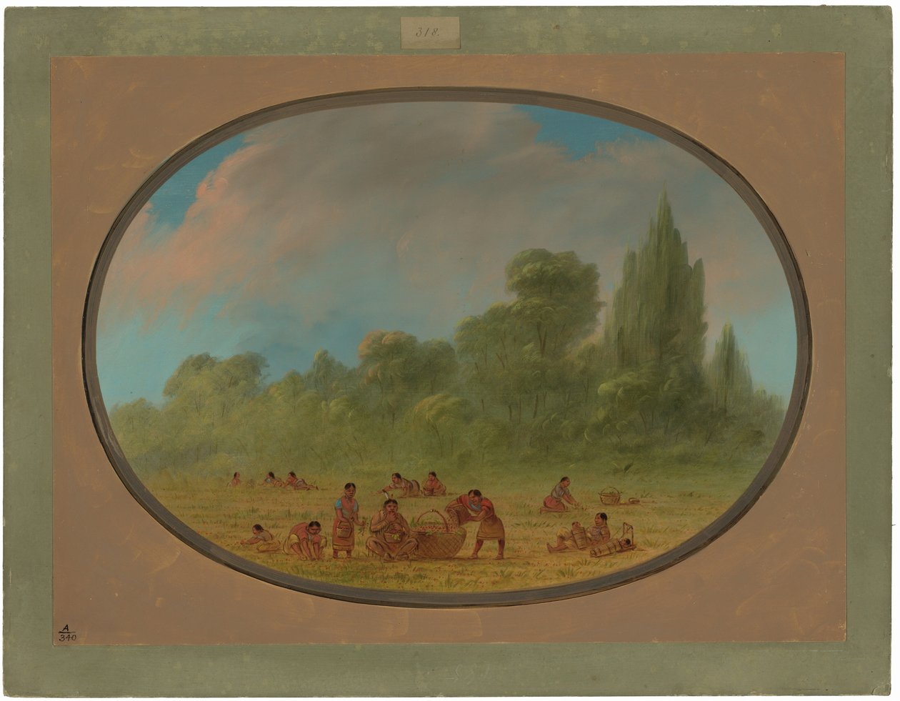 Caddoe-Indianer sammeln wilde Erdbeeren von George Catlin
