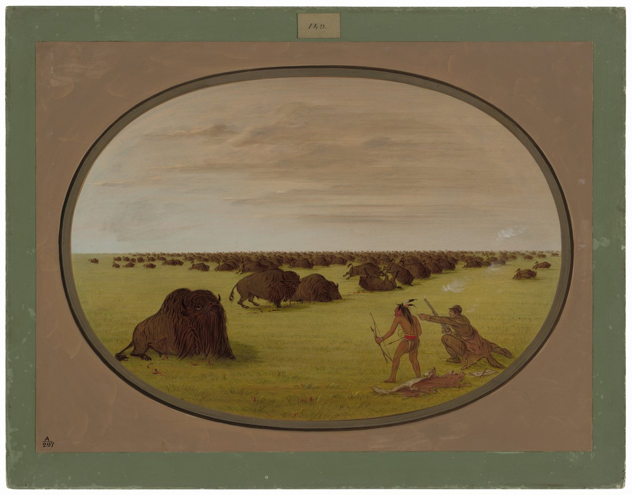 Catlin und Indianer greifen Büffel an von George Catlin