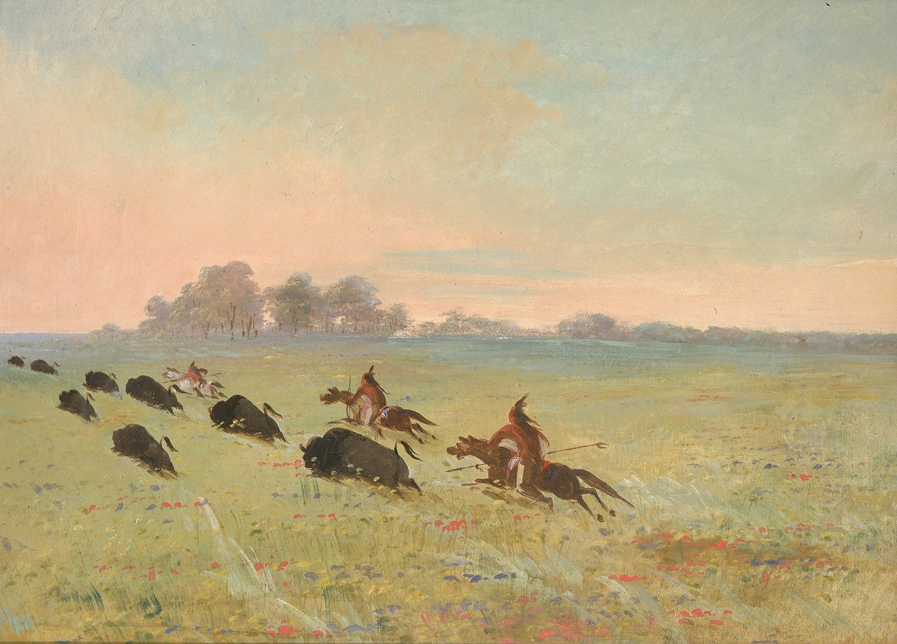 Comanche-Indianer jagen Büffel von George Catlin