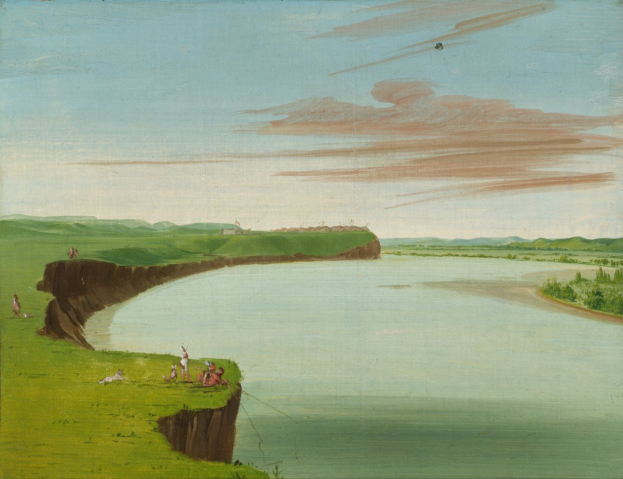 Fernsicht auf das Mandan-Dorf von George Catlin