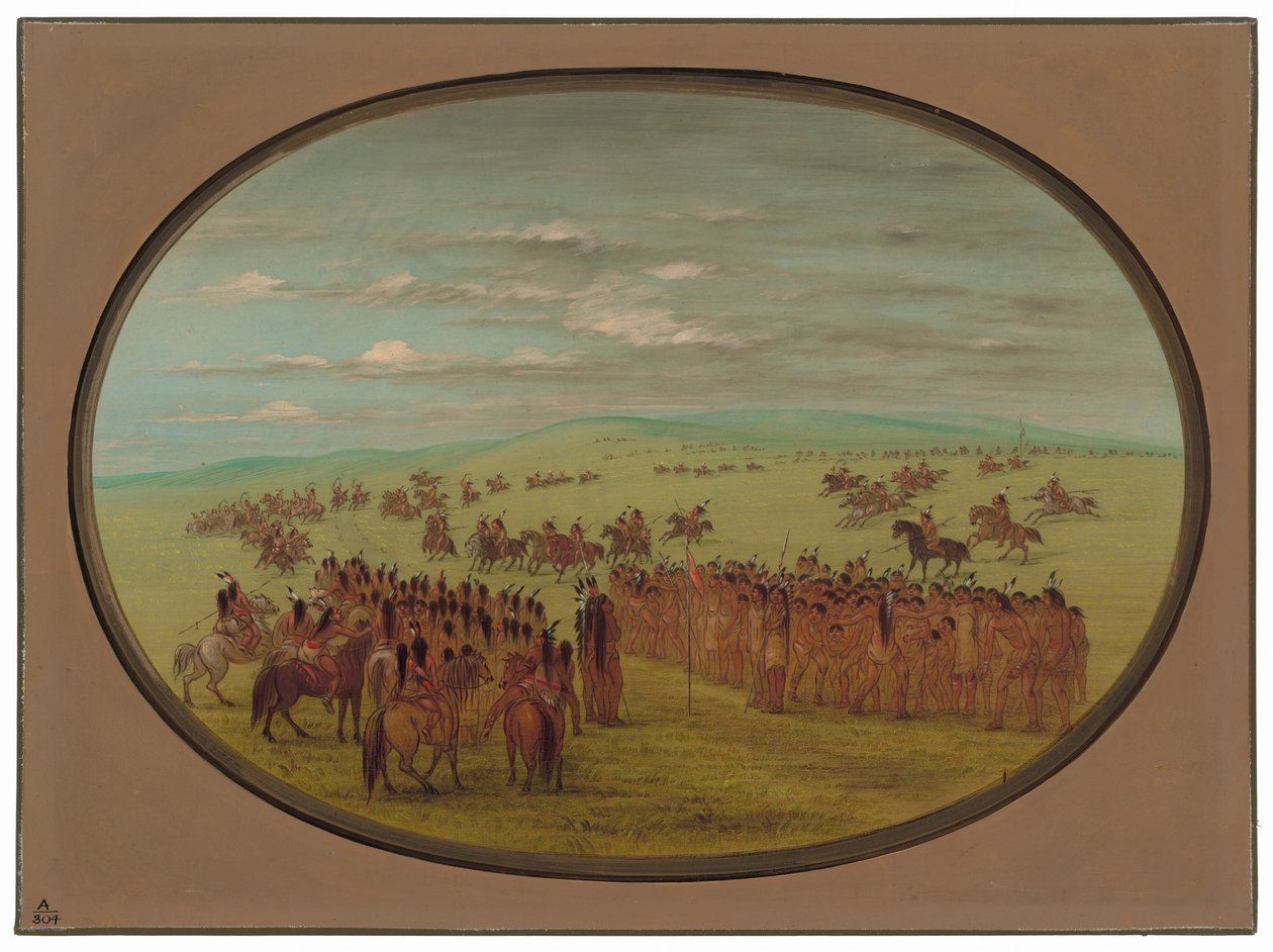 Pferderennen - Minatarrees von George Catlin