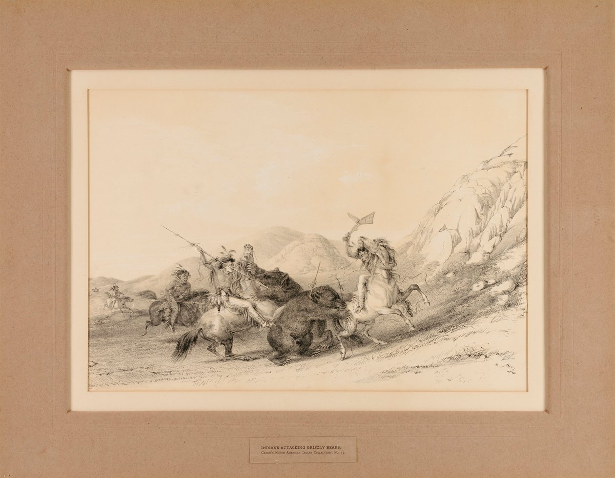 Indianer greifen Grizzlybären an--Nr. 19 von George Catlin