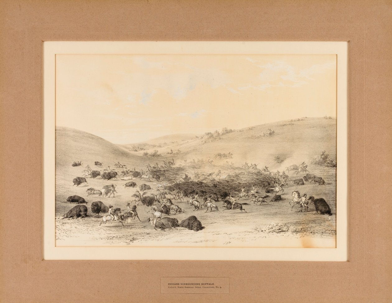 Indianer umzingeln Büffel - Nr. 9 von George Catlin