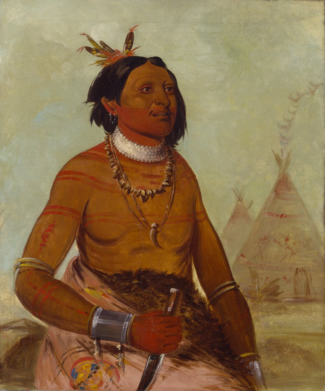 Quáy-hám-kay, Steinschale, ein Tapferer, 1834 von George Catlin