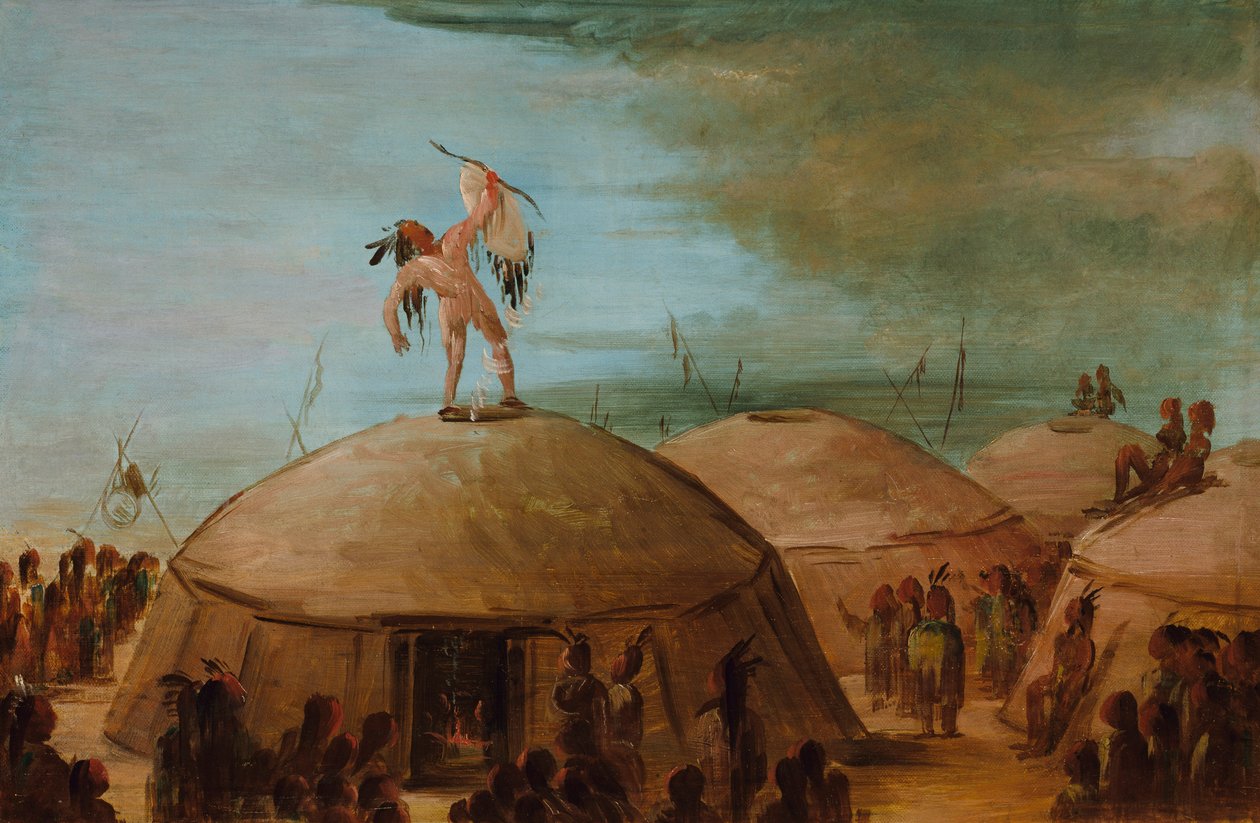 Regenmachen bei den Mandan von George Catlin