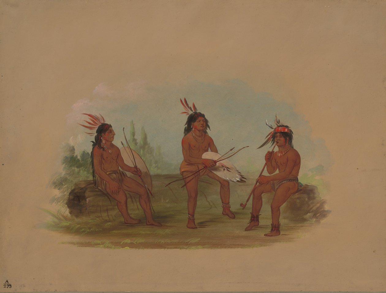 Drei junge Chinook-Männer, 1855-1869 von George Catlin