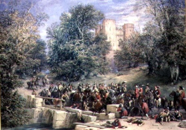 Kampf auf einer Brücke von George Cattermole