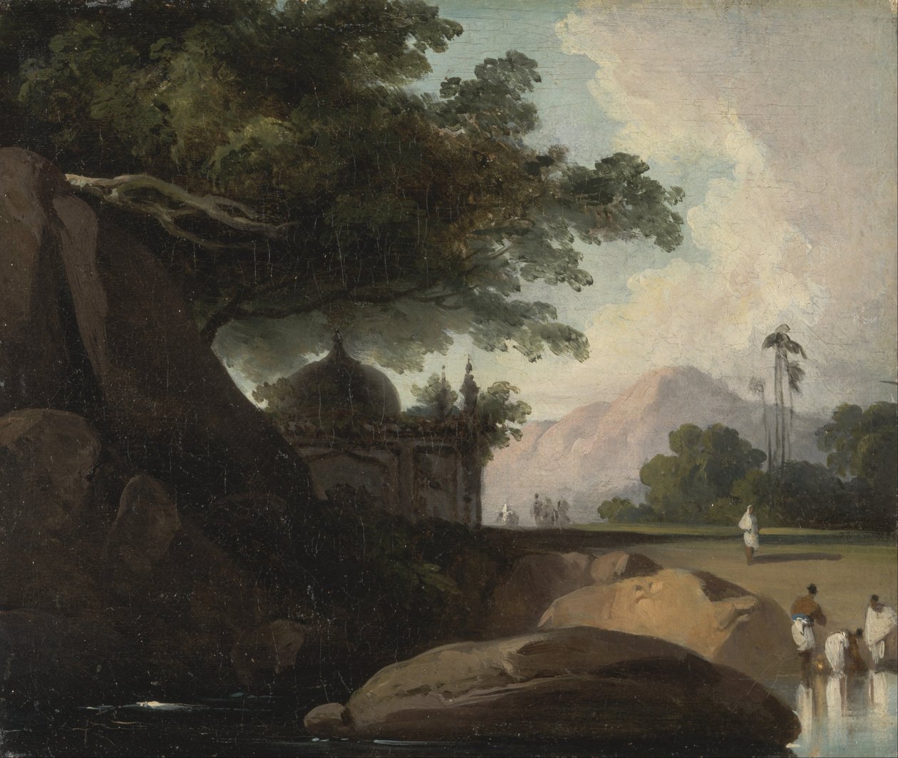 Indische Landschaft mit Tempel von George Chinnery