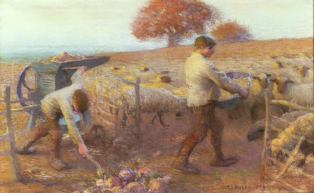Ein Schafstall am Abend von George Clausen