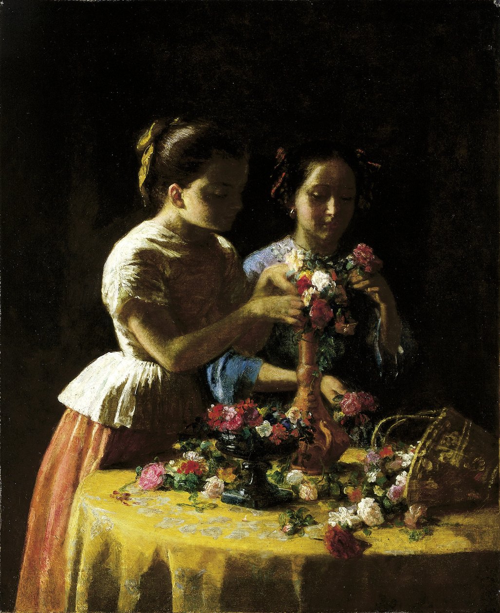 Mädchen und Blumen von George Cochran Lambdin
