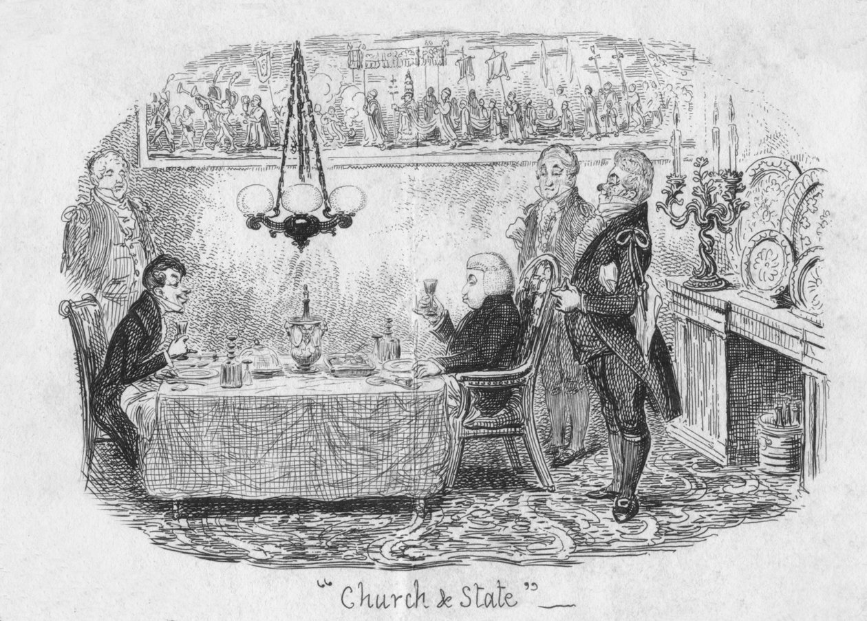 Kirche und Staat, 1829 von George Cruikshank
