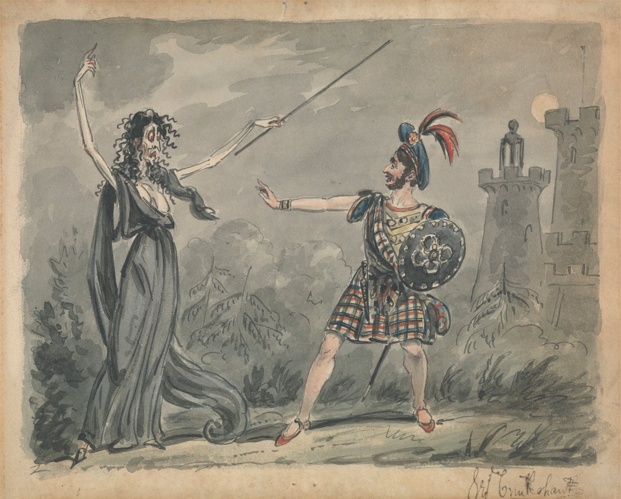 Macbeth und die Hexe von George Cruikshank