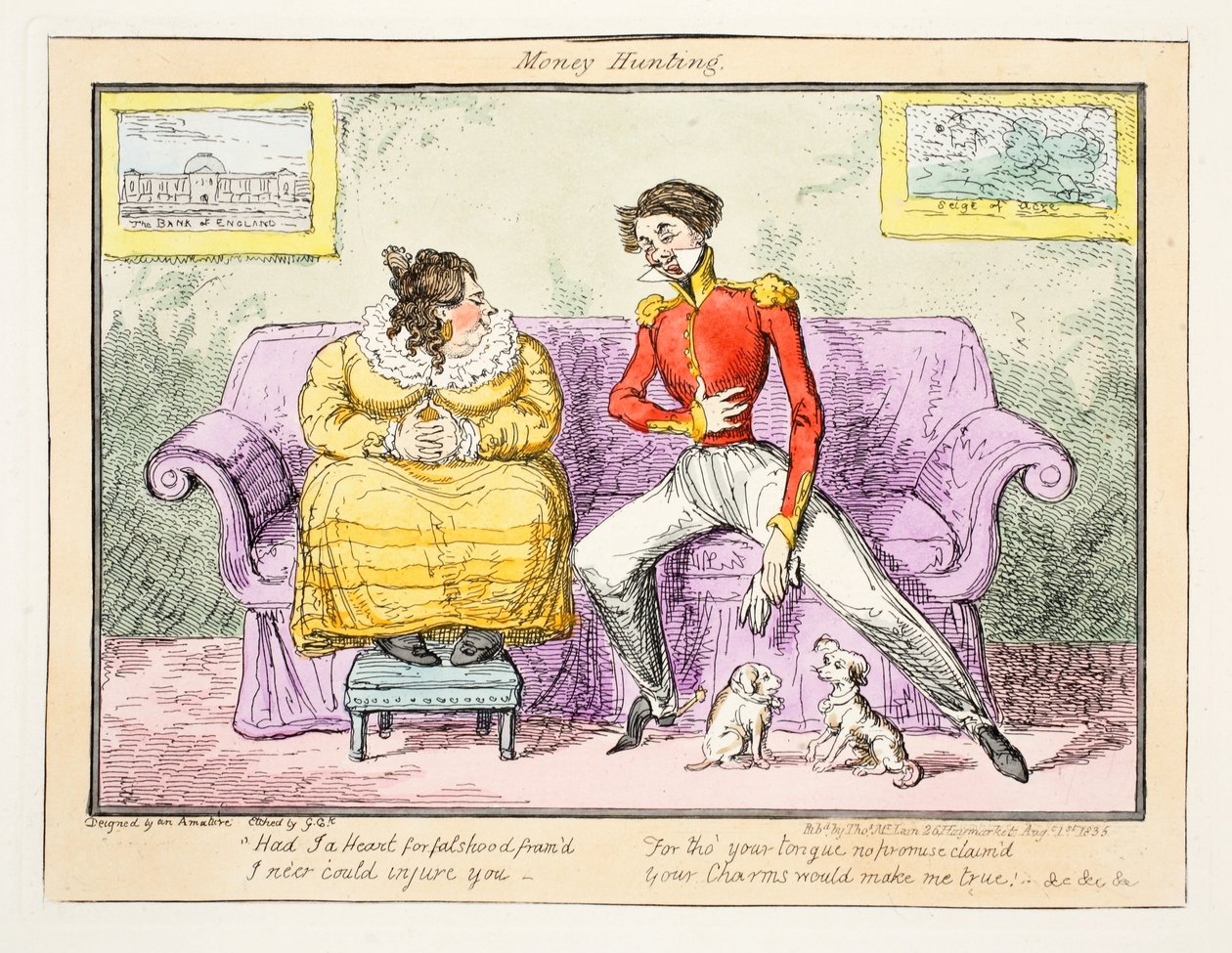 Geldjagd, 1835 (handkolorierte Gravur) von George Cruikshank