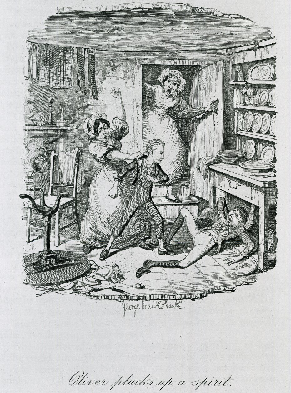Oliver fasst Mut, 1837 von George Cruikshank
