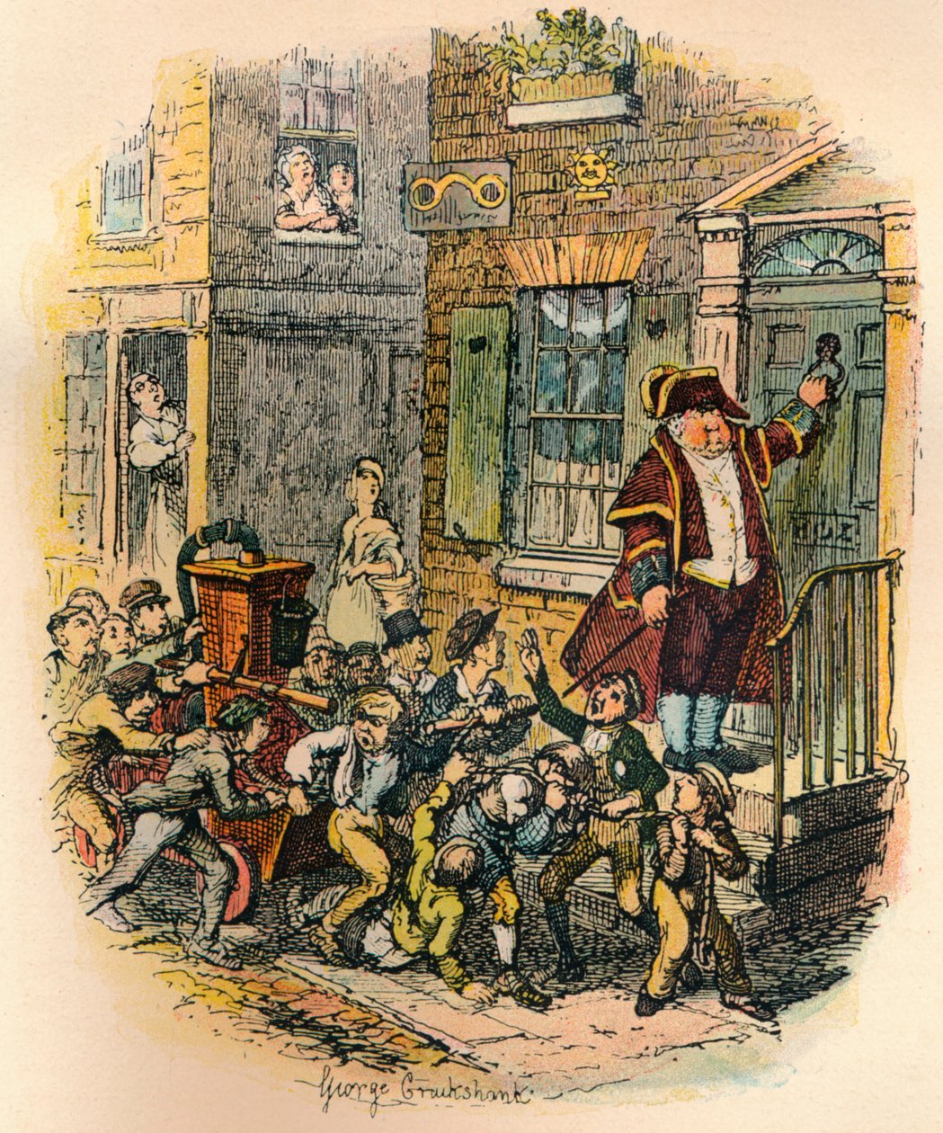 Die Gemeindemaschine, um 1900 von George Cruikshank