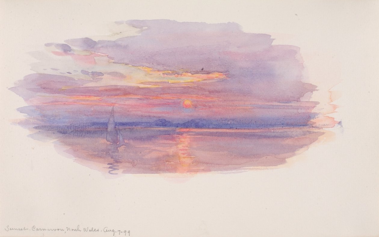 Sonnenuntergang, Caernarvon, Nordwales von George Elbert Burr