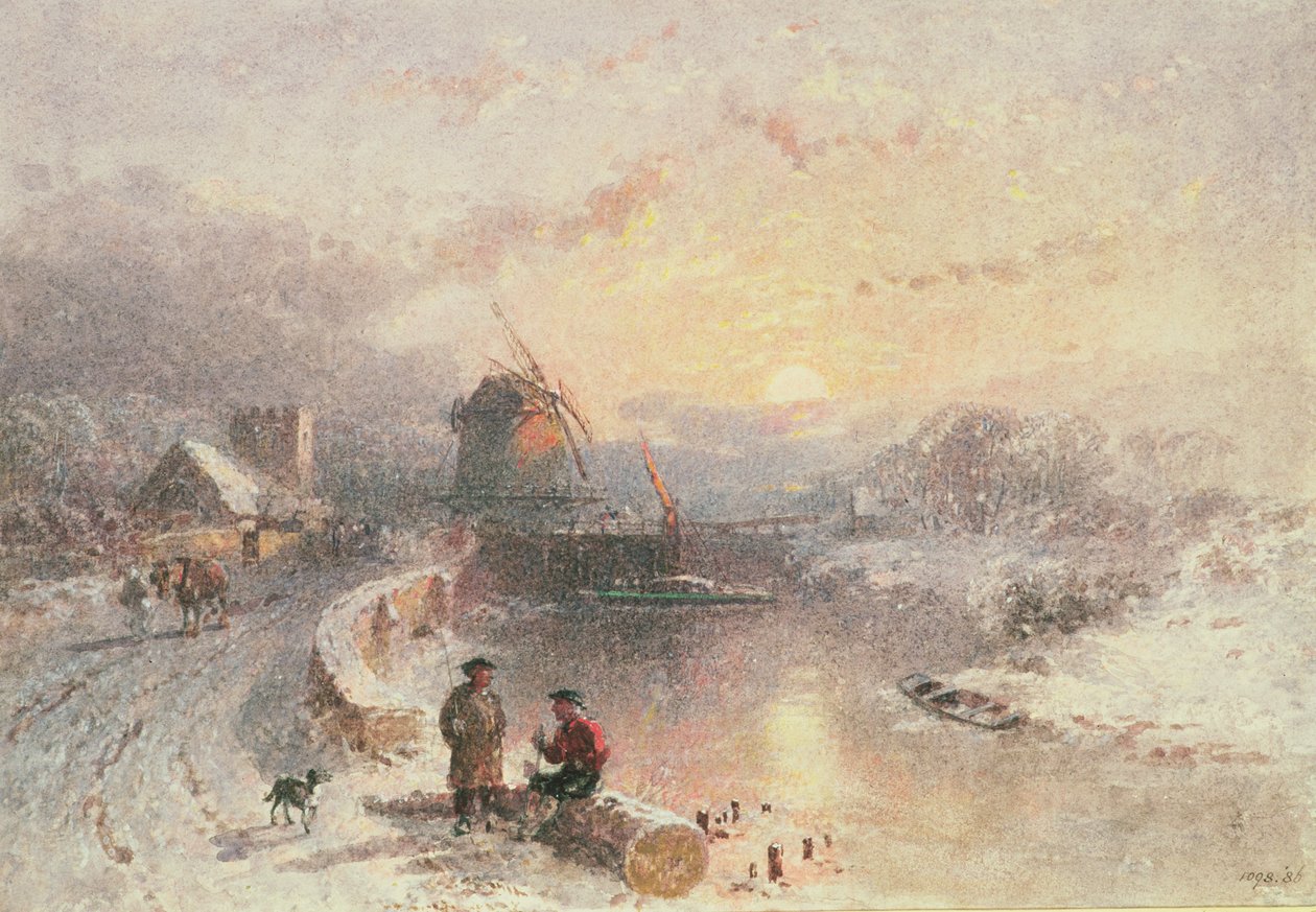Winterlandschaft: Sonnenuntergang von George Haydock Dodgson