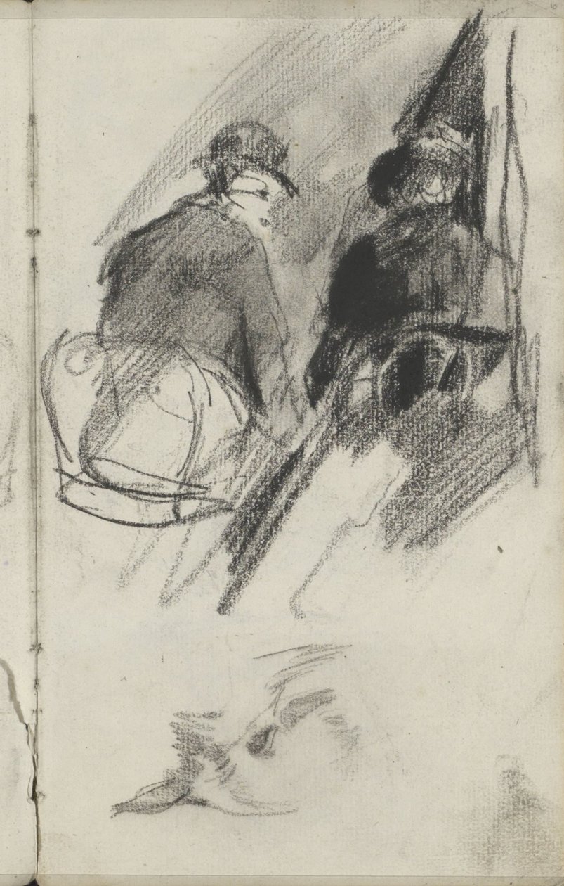 Vogelkopf und zwei Figurenstudien von George Hendrik Breitner