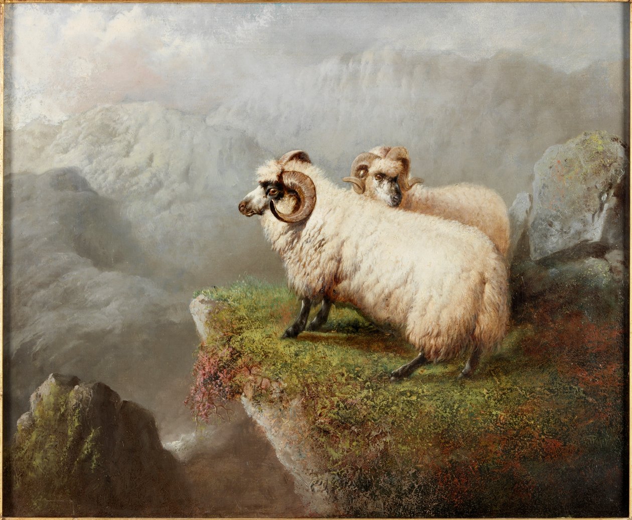 Schafe an einer Klippe, um 1865-68 von George Hepper