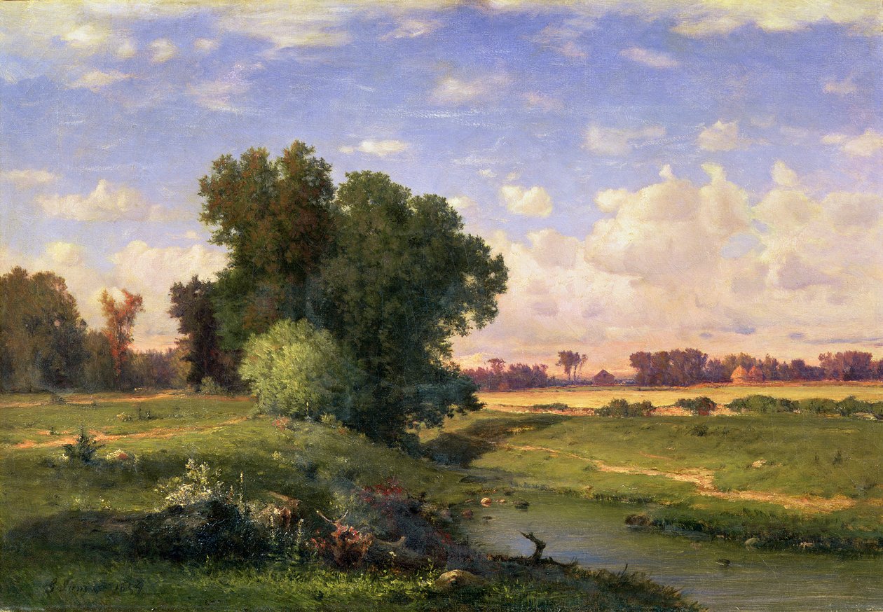 Hackensack Meadows, Sonnenuntergang, 1859 von George Inness