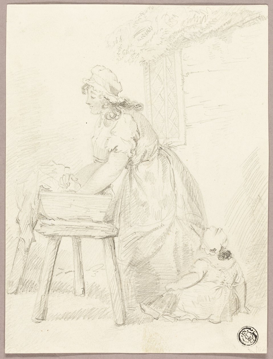 Frau beim Wäschewaschen von George Morland